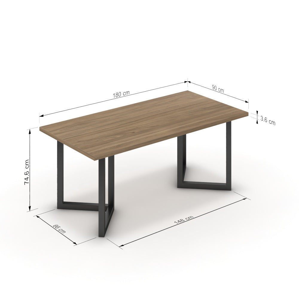 Étkezőasztal - Indra fekete lábbal - Világos rauna szil, méret: 180x90