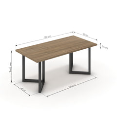 Étkezőasztal - Indra fekete lábbal - Világos rauna szil, méret: 180x90