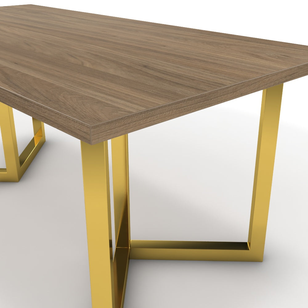 Étkezőasztal - Indra arany lábbal - Világos rauna szil, méret: 180x90