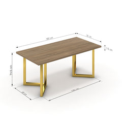Étkezőasztal - Indra arany lábbal - Világos rauna szil, méret: 180x90