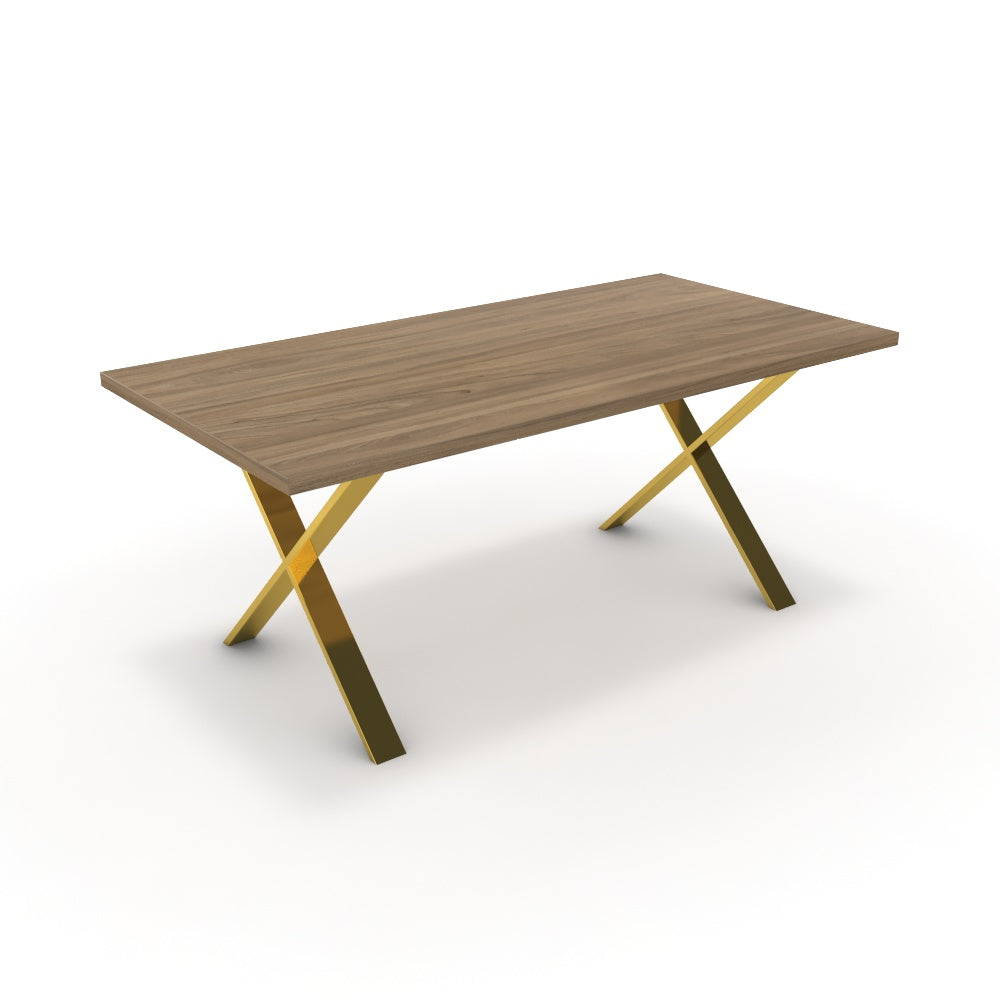 Étkezőasztal - Préma arany lábbal - Világos rauna szil, méret: 180x90