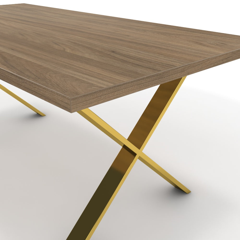 Étkezőasztal - Préma arany lábbal - Világos rauna szil, méret: 180x90