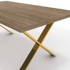 Étkezőasztal - Préma arany lábbal - Világos rauna szil, méret: 180x90