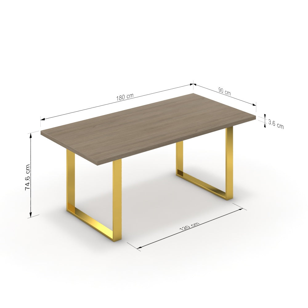 Étkezőasztal - Antara arany lábbal - Szürke Vicenza tölgy, méret: 180x90