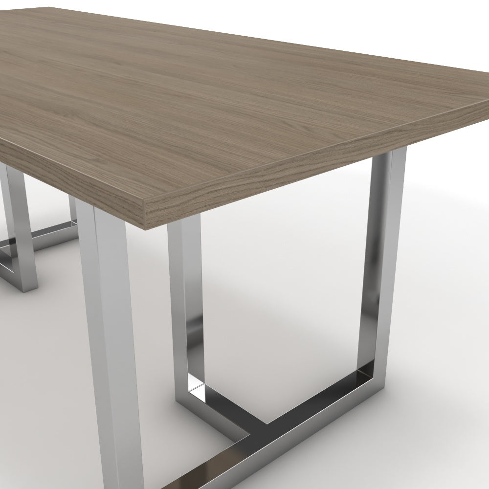 Étkezőasztal - Asara króm lábbal - Szürke Vicenza tölgy, méret: 180x90