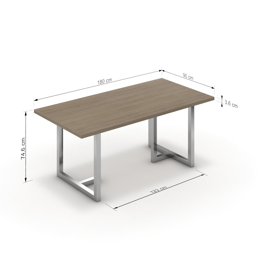 Étkezőasztal - Asara króm lábbal - Szürke Vicenza tölgy, méret: 180x90
