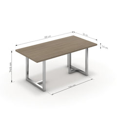Étkezőasztal - Asara króm lábbal - Szürke Vicenza tölgy, méret: 180x90