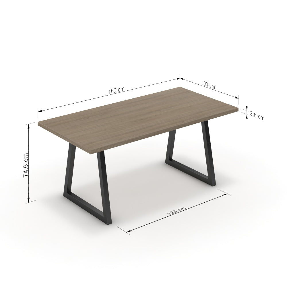 Étkezőasztal - Bala fekete lábbal - Szürke Vicenza tölgy, méret: 180x90