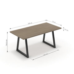 Étkezőasztal - Bala fekete lábbal - Szürke Vicenza tölgy, méret: 180x90