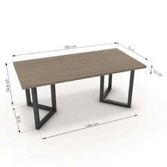 Étkezőasztal - Indra fekete lábbal - Szürke Vicenza tölgy, méret: 180x90