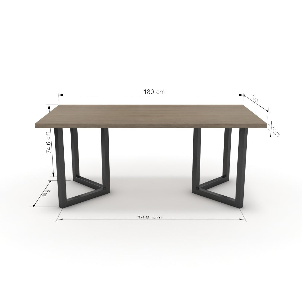 Étkezőasztal - Indra fekete lábbal - Szürke Vicenza tölgy, méret: 180x90
