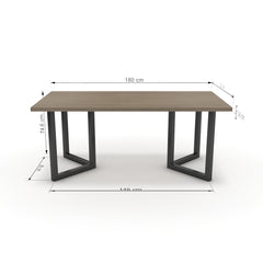 Étkezőasztal - Indra fekete lábbal - Szürke Vicenza tölgy, méret: 180x90