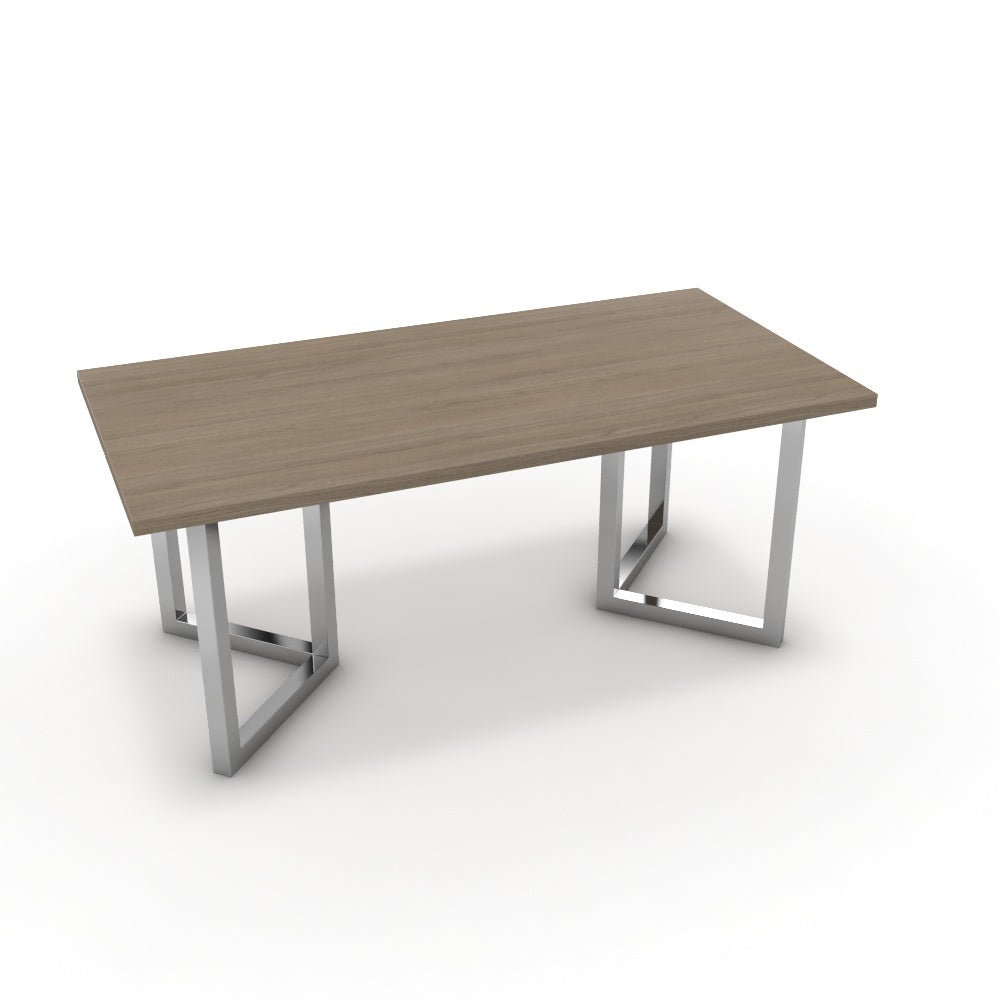 Étkezőasztal - Indra króm lábbal - Szürke Vicenza tölgy, méret: 180x90