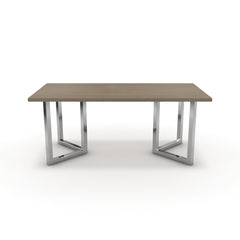 Étkezőasztal - Indra króm lábbal - Szürke Vicenza tölgy, méret: 180x90