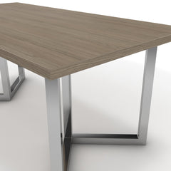 Étkezőasztal - Indra króm lábbal - Szürke Vicenza tölgy, méret: 180x90