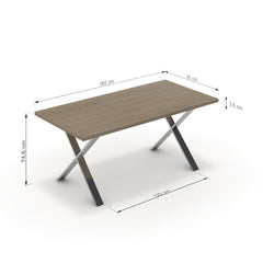 Étkezőasztal - Préma króm lábbal - Szürke Vicenza tölgy, méret: 180x90