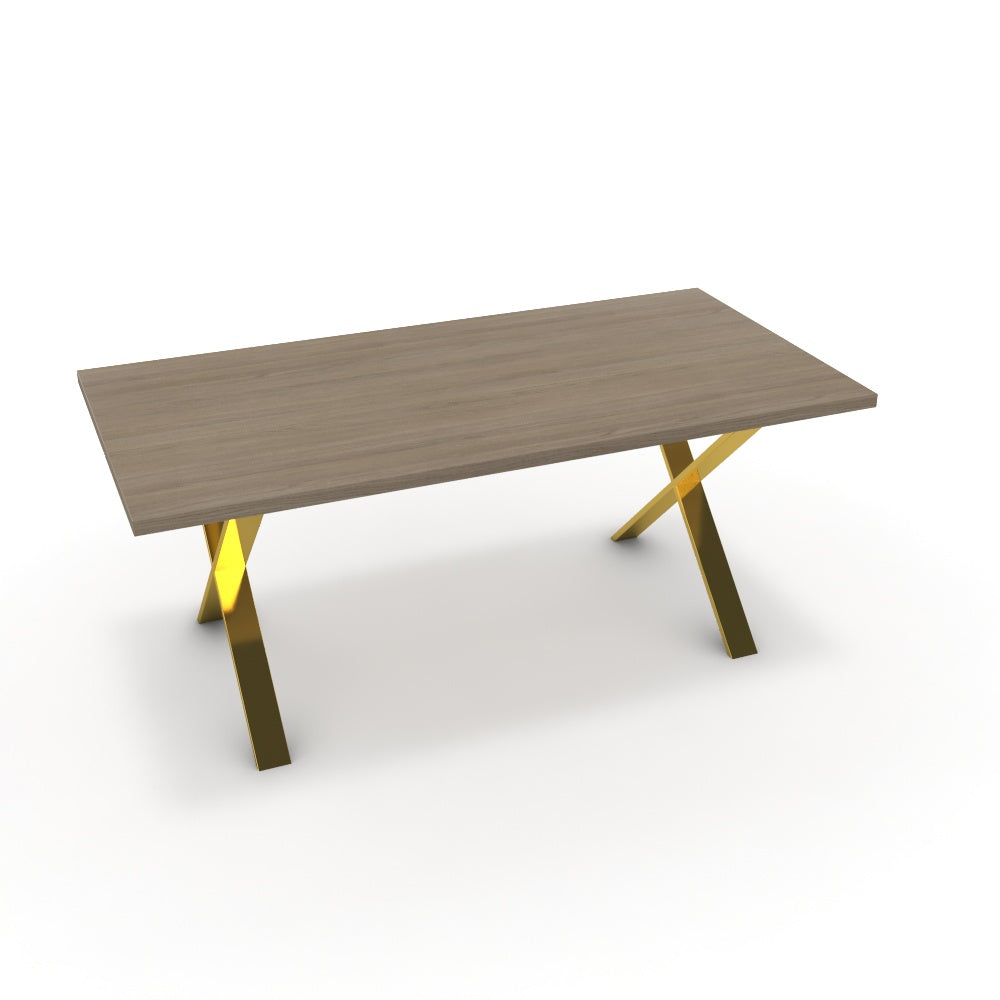 Étkezőasztal - Préma arany lábbal - Szürke Vicenza tölgy, méret: 180x90