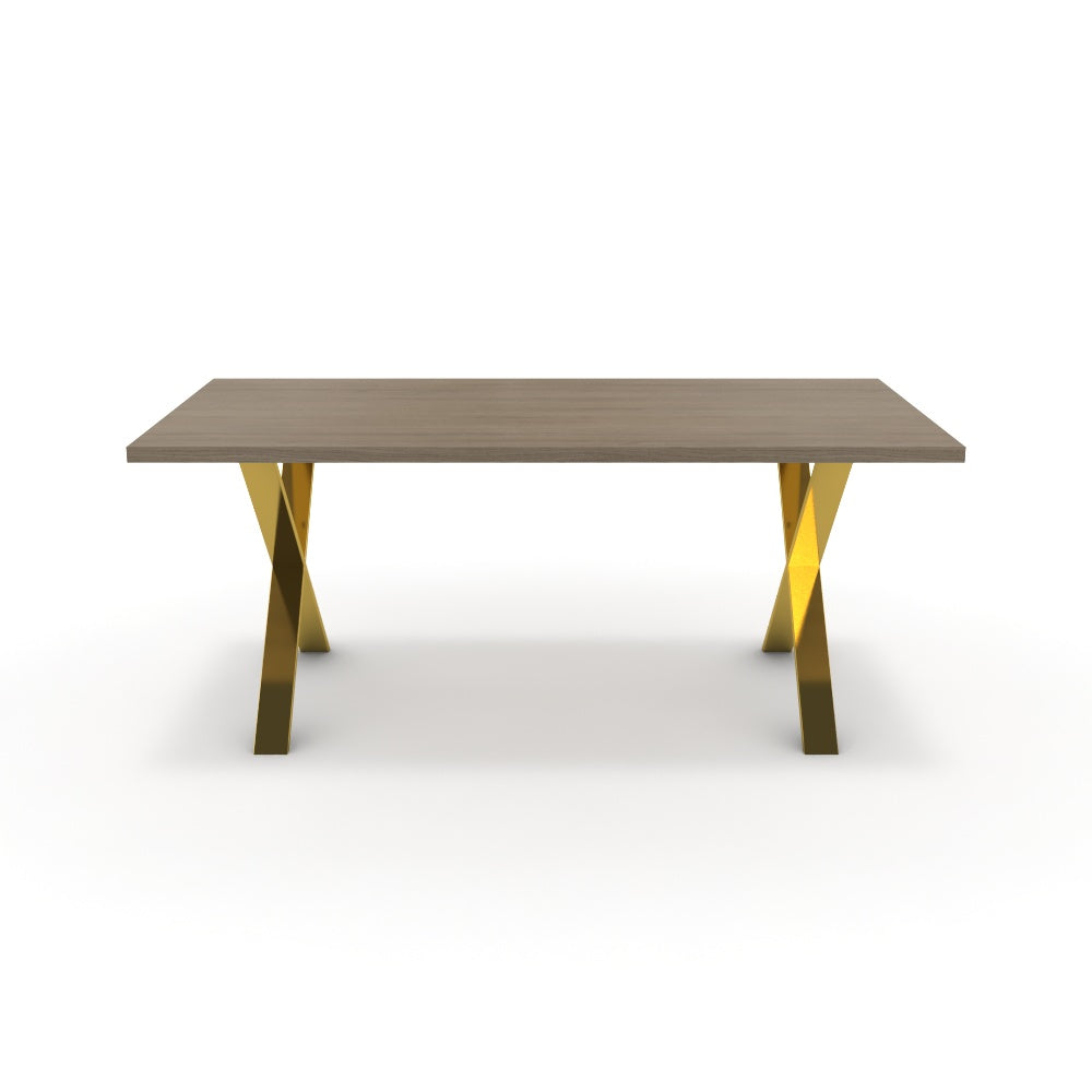 Étkezőasztal - Préma arany lábbal - Szürke Vicenza tölgy, méret: 180x90