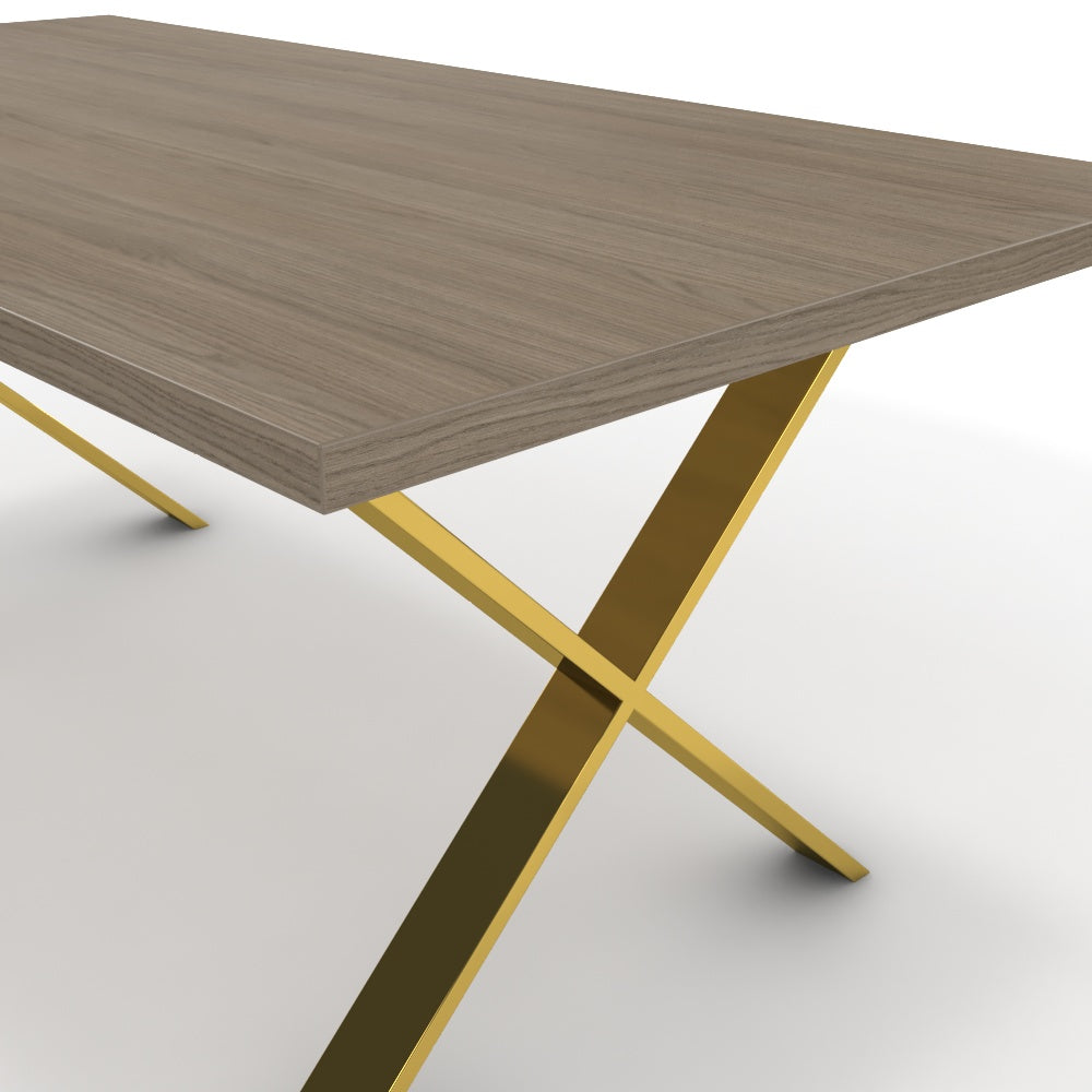 Étkezőasztal - Préma arany lábbal - Szürke Vicenza tölgy, méret: 180x90
