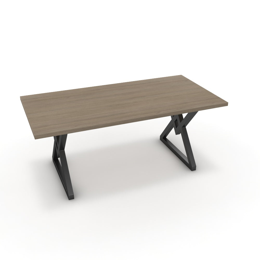 Étkezőasztal - Uttama fekete lábbal - Szürke Vicenza tölgy, méret: 180x90