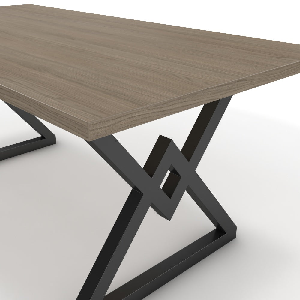 Étkezőasztal - Uttama fekete lábbal - Szürke Vicenza tölgy, méret: 180x90