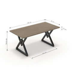 Étkezőasztal - Uttama fekete lábbal - Szürke Vicenza tölgy, méret: 180x90