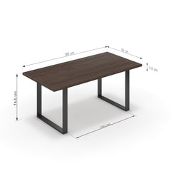 Étkezőasztal - Antara fekete lábbal - Sötét rauna szil, méret: 180x90