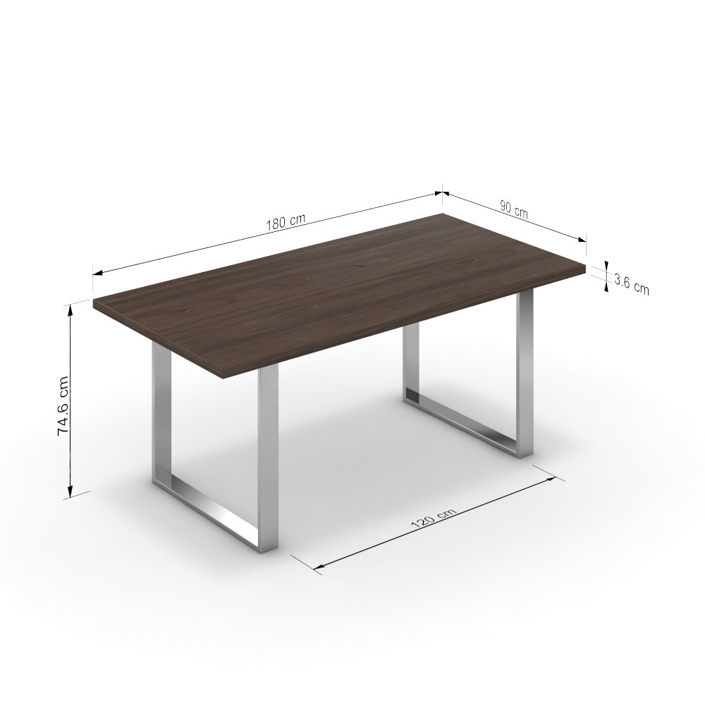 Étkezőasztal - Antara króm lábbal - Sötét rauna szil, méret: 180x90