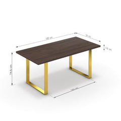 Étkezőasztal - Antara arany lábbal - Sötét rauna szil, méret: 180x90