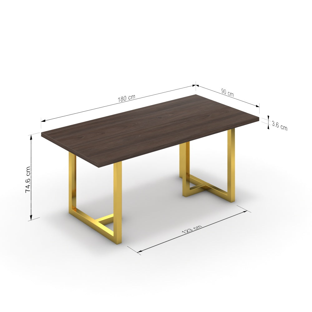 Étkezőasztal - Asara arany lábbal - Sötét rauna szil, méret: 180x90