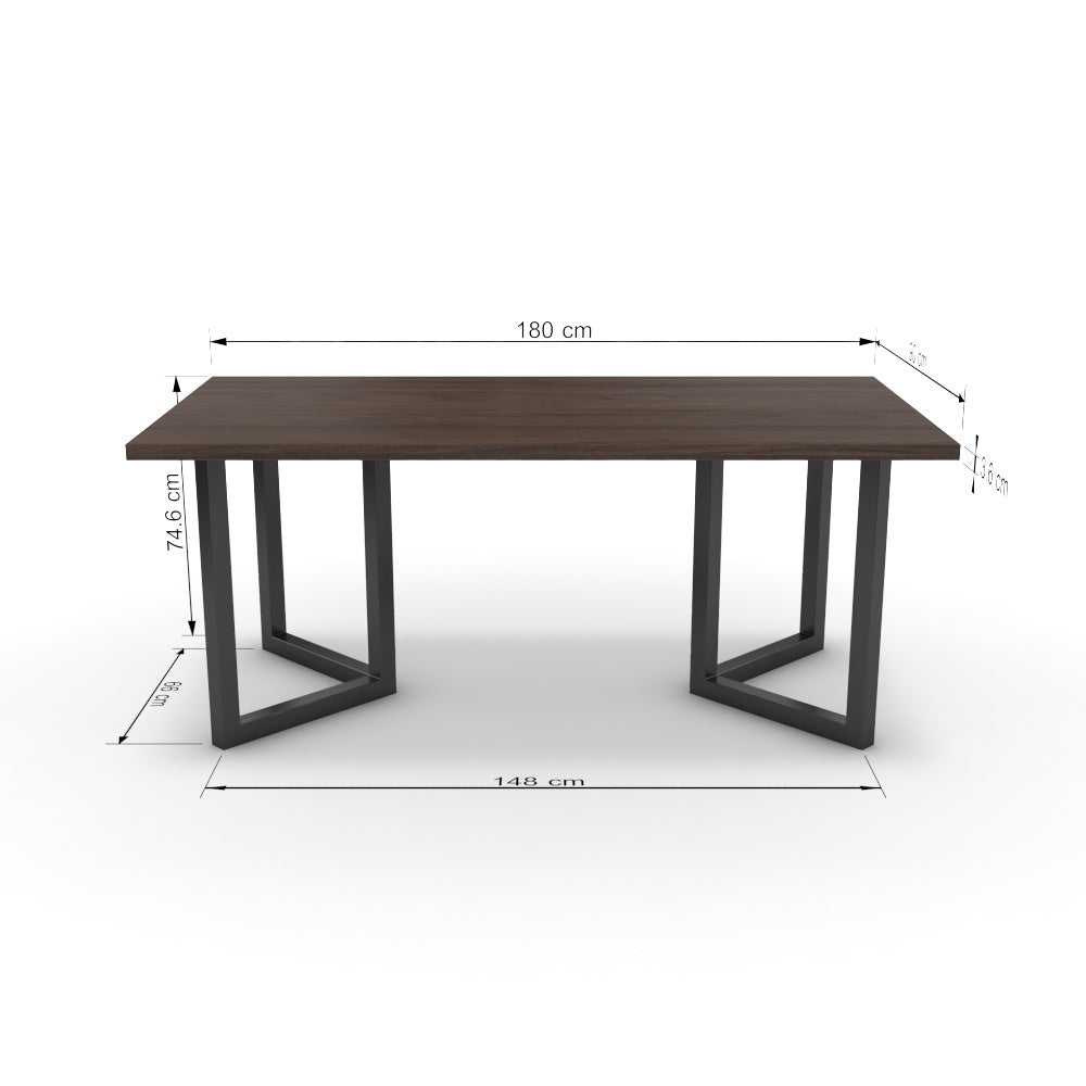 Étkezőasztal - Indra fekete lábbal - Sötét rauna szil, méret: 180x90
