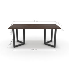 Étkezőasztal - Indra fekete lábbal - Sötét rauna szil, méret: 180x90