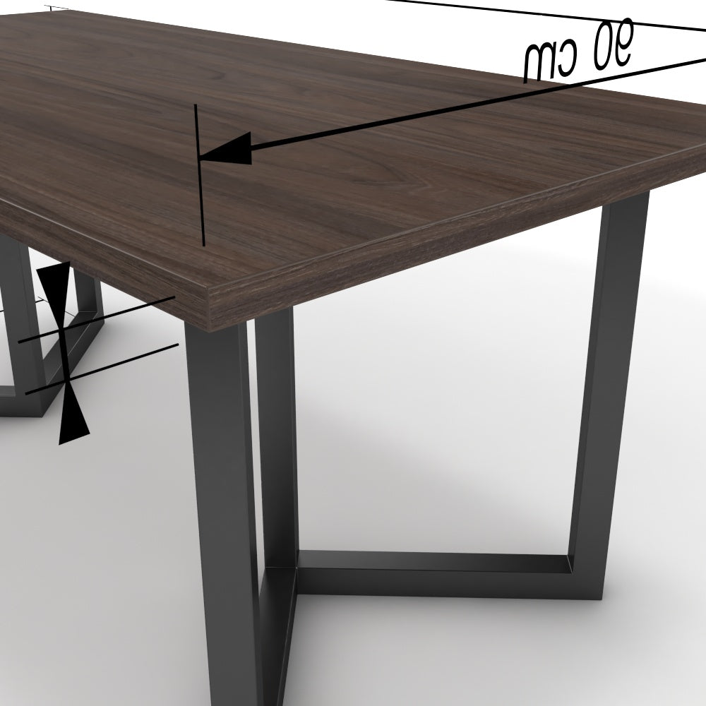 Étkezőasztal - Indra fekete lábbal - Sötét rauna szil, méret: 180x90