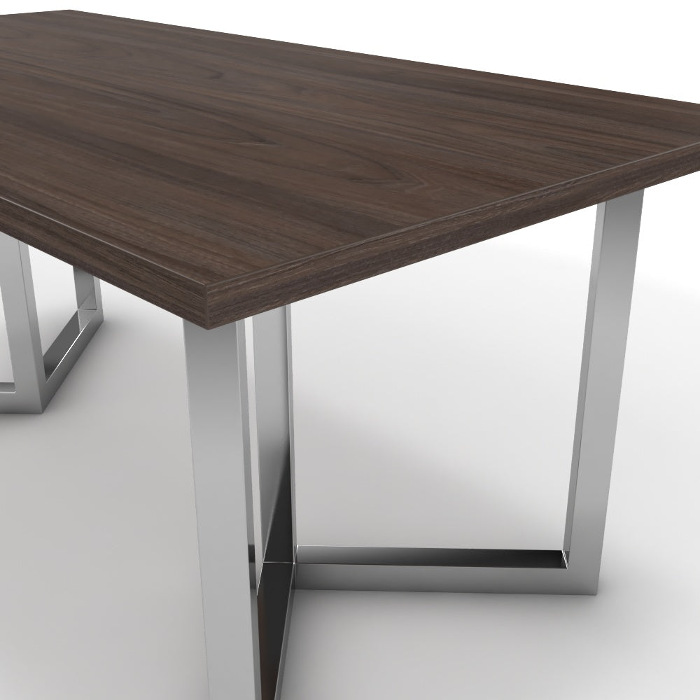 Étkezőasztal - Indra króm lábbal - Sötét rauna szil, méret: 180x90