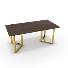 Étkezőasztal - Indra arany lábbal - Sötét rauna szil, méret: 180x90