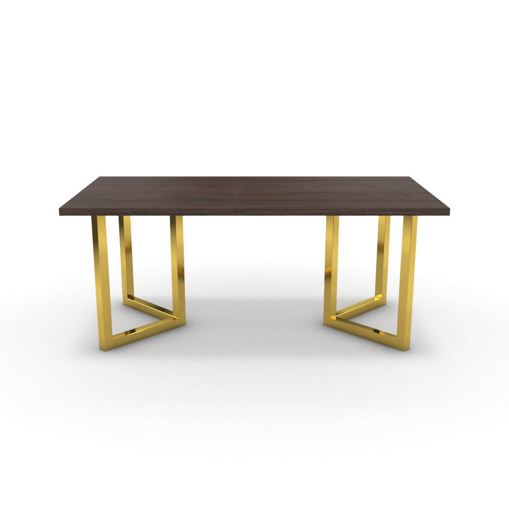 Étkezőasztal - Indra arany lábbal - Sötét rauna szil, méret: 180x90