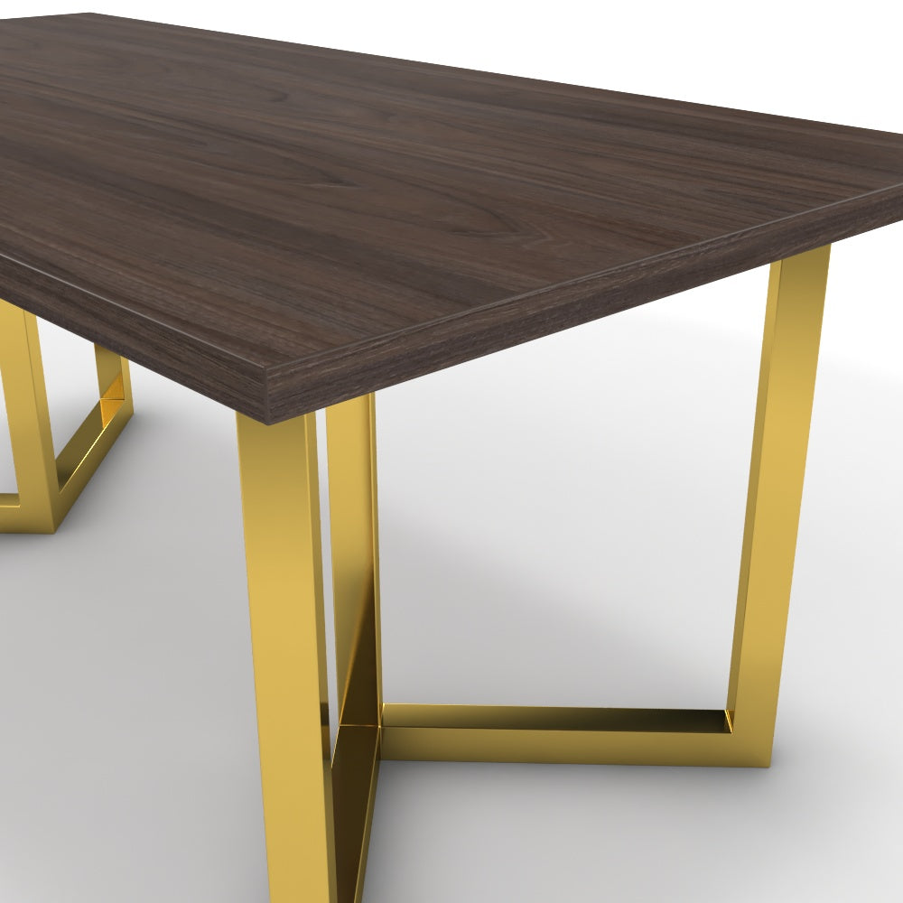 Étkezőasztal - Indra arany lábbal - Sötét rauna szil, méret: 180x90