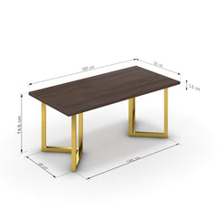 Étkezőasztal - Indra arany lábbal - Sötét rauna szil, méret: 180x90