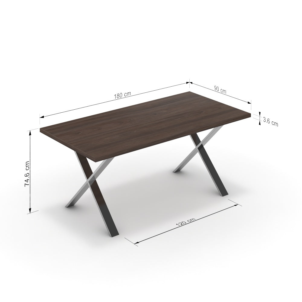 Étkezőasztal - Préma króm lábbal - Sötét rauna szil, méret: 180x90