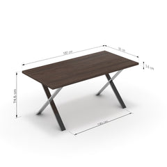 Étkezőasztal - Préma króm lábbal - Sötét rauna szil, méret: 180x90