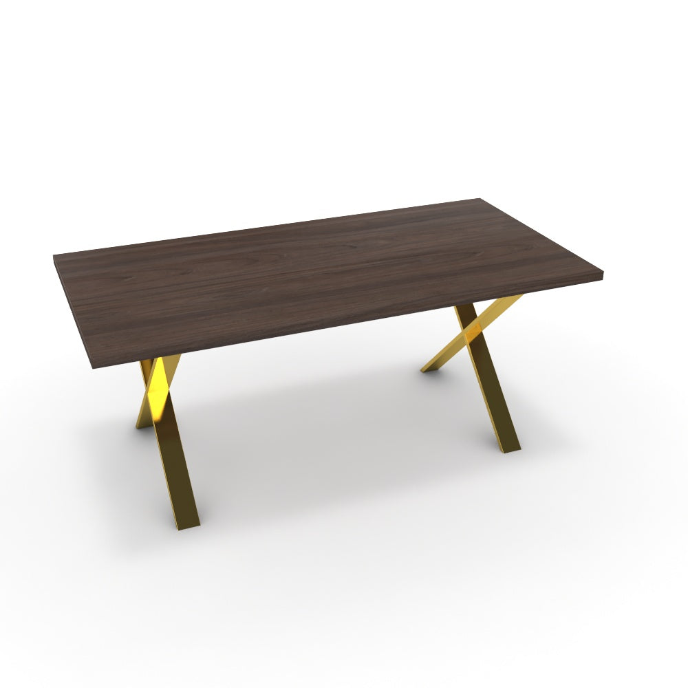 Étkezőasztal - Préma arany lábbal - Sötét rauna szil, méret: 180x90