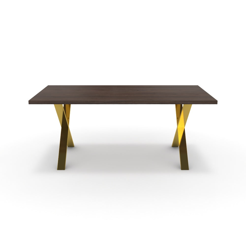 Étkezőasztal - Préma arany lábbal - Sötét rauna szil, méret: 180x90