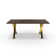 Étkezőasztal - Préma arany lábbal - Sötét rauna szil, méret: 180x90