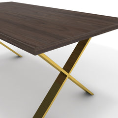 Étkezőasztal - Préma arany lábbal - Sötét rauna szil, méret: 180x90