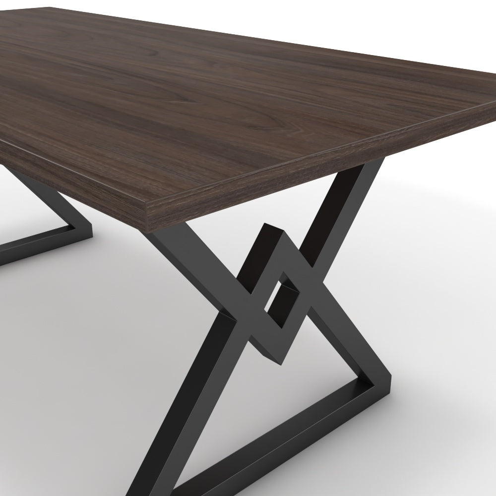 Étkezőasztal - Uttama fekete lábbal - Sötét rauna szil, méret: 180x90