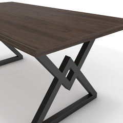 Étkezőasztal - Uttama fekete lábbal - Sötét rauna szil, méret: 180x90