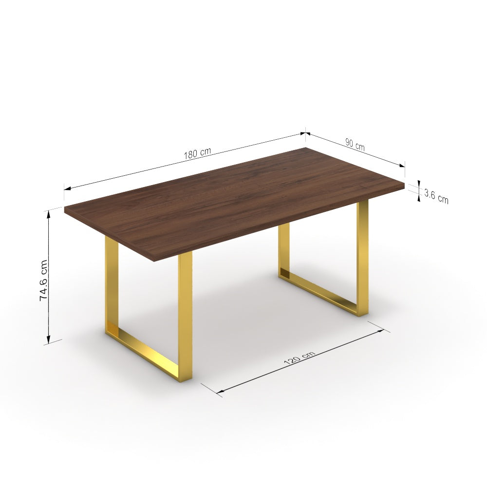 Étkezőasztal - Antara arany lábbal - Mogyoró, méret: 180x90