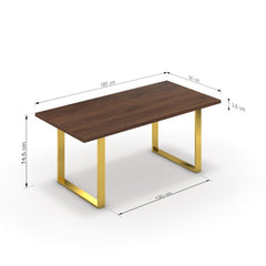 Étkezőasztal - Antara arany lábbal - Mogyoró, méret: 180x90