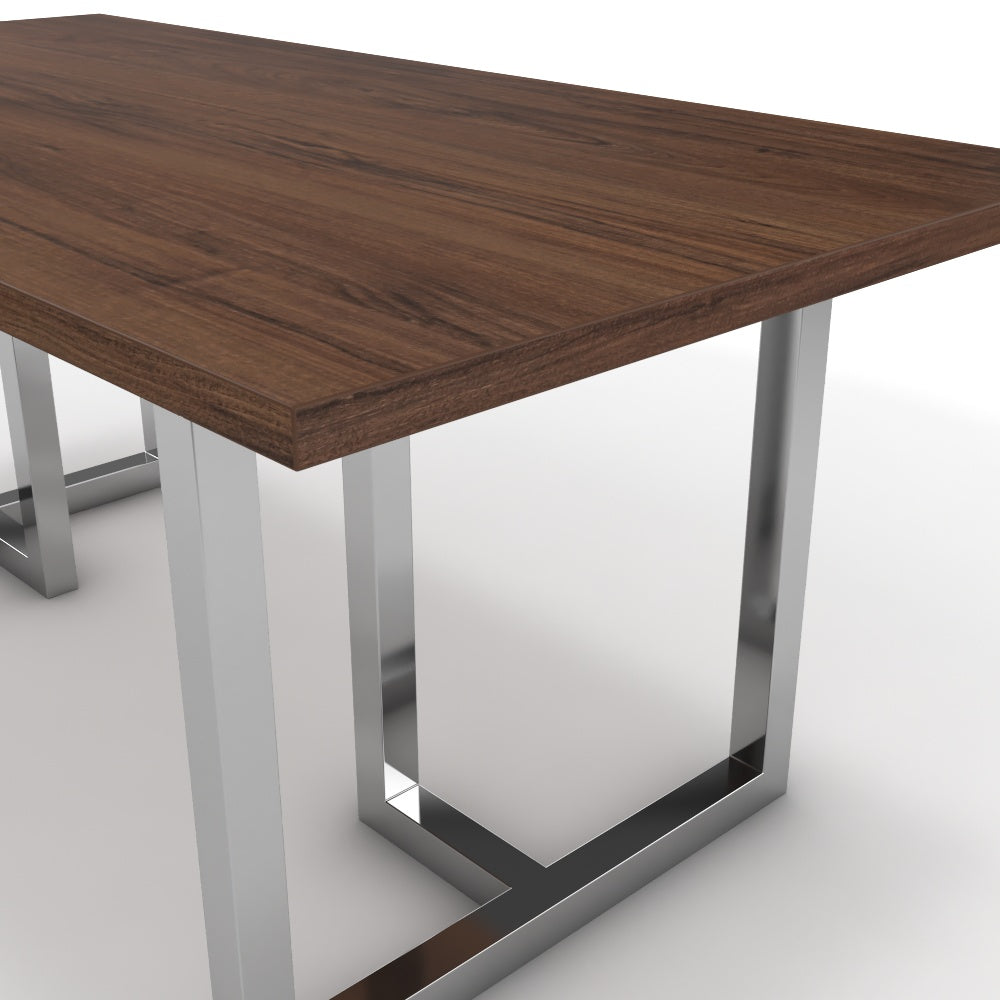 Étkezőasztal - Asara króm lábbal - Mogyoró, méret: 180x90