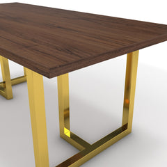 Étkezőasztal - Asara arany lábbal - Mogyoró, méret: 180x90